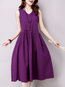 Casual A-line V-neck Solid Color Ruffle Casual Dresses (Style V100310)