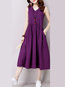 Casual A-line V-neck Solid Color Ruffle Casual Dresses (Style V100310)
