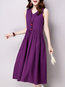 Casual A-line V-neck Solid Color Ruffle Casual Dresses (Style V100310)
