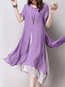 A-line Round Neck Solid Color Cut Out Linen Casual Dresses (Style V100313)