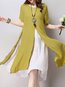 A-line Round Neck Solid Color Cut Out Linen Casual Dresses (Style V100313)