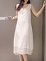 Shift Round Neck Solid Color Two Piece Polyester Casual Dresses (Style V100314)