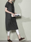 Cocoon Round Neck Solid Color Pockets Polyester Casual Dresses (Style V100323)