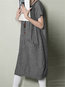 Cocoon Round Neck Solid Color Pockets Polyester Casual Dresses (Style V100323)