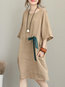 Casual Round Neck Solid Color Belt Linen Casual Dresses (Style V100325)