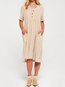Casual A-line Solid Color Button Polyester Casual Dresses (Style V100326)