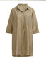 Shift Shawl Collar Solid Color Button Cotton Casual Dresses (Style V100329)