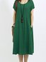 Casual Shift Solid Color Pockets Linen Casual Dresses (Style V100331)