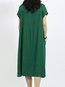 Casual Shift Solid Color Pockets Linen Casual Dresses (Style V100331)