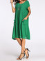 Casual Shift Solid Color Pockets Linen Casual Dresses (Style V100331)