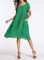 Casual Shift Solid Color Pockets Linen Casual Dresses (Style V100331)