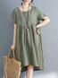 Cute A-line Round Neck Striped Polyester Casual Dresses (Style V100340)