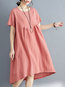 Cute A-line Round Neck Striped Polyester Casual Dresses (Style V100340)