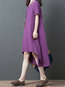 Casual Shift Solid Color Swallowtail Linen Casual Dresses (Style V100341)