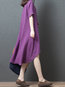 Casual Shift Solid Color Swallowtail Linen Casual Dresses (Style V100341)