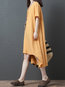 Casual Shift Solid Color Swallowtail Linen Casual Dresses (Style V100341)