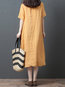 Casual Shift Solid Color Swallowtail Linen Casual Dresses (Style V100341)