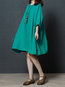 Shift Round Neck Solid Color Belt Linen Casual Dresses (Style V100343)