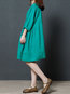Shift Round Neck Solid Color Belt Linen Casual Dresses (Style V100343)