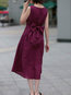 Basic A-line Round Neck Solid Color Pattern Casual Dresses (Style V100358)
