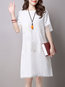Elegant Shift Square Neck Solid Color Linen Linen Dresses (Style V100364)