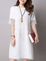 Elegant Shift Square Neck Solid Color Linen Linen Dresses (Style V100364)