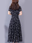 Basic Fit And Flare Round Neck Printed Polyester Casual Dresses (Style V100368)