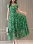 Modest A-line Round Neck Pattern Chiffon Casual Dresses (Style V100369)