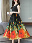 Elegant A-line Floral Pattern Chiffon Casual Dresses (Style V100371)