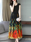 Elegant A-line Floral Pattern Chiffon Casual Dresses (Style V100371)