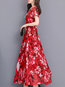 Elegant A-line Round Neck Pattern Polyester Maxi Dresses (Style V100379)