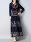 Modest Round Neck Patchwork Pattern Polyester Maxi Dresses (Style V100382)