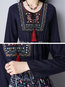 Modest Round Neck Patchwork Pattern Polyester Maxi Dresses (Style V100382)