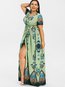 Sexy Flowy Deep V Neck Animal Pattern Maxi Dresses (Style V100398)