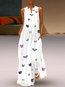 Bohemian Shift Notched Pattern Chiffon Casual Dresses (Style V100407)
