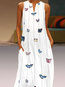 Bohemian Shift Notched Pattern Chiffon Casual Dresses (Style V100407)