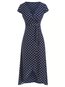 Asymmetrical V-neck Printed Pattern Polyester Maxi Dresses (Style V100427)