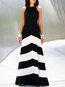 Sexy A-line Halter Striped Pattern Maxi Dresses (Style V100433)