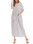 Oversized Shift Patchwork Pattern Linen Casual Dresses (Style V100435)