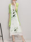 Elegant Shift Round Neck Pattern Linen Casual Dresses (Style V100446)