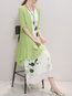 Elegant Shift Round Neck Pattern Linen Casual Dresses (Style V100446)