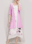 Elegant Shift Round Neck Pattern Linen Casual Dresses (Style V100446)