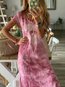 Elegant Shift Tie Dye Pattern Cotton Casual Dresses (Style V100447)