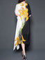 Shift V-neck Printed Pattern Polyester Casual Dresses (Style V100449)