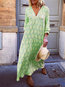 Elegant V-neck Printed Pattern Polyester Casual Dresses (Style V100451)