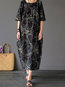 Oversized Cocoon Printed Pattern Cotton Casual Dresses (Style V100457)
