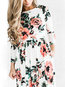 Modest Round Neck Printed Pattern Polyester Maxi Dresses (Style V100464)