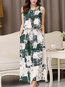 Elegant Tunic Tie Dye Pattern Polyester Midi Dresses (Style V100467)