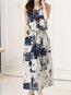 Elegant Tunic Tie Dye Pattern Polyester Midi Dresses (Style V100467)