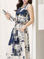 Elegant Tunic Tie Dye Pattern Polyester Midi Dresses (Style V100467)